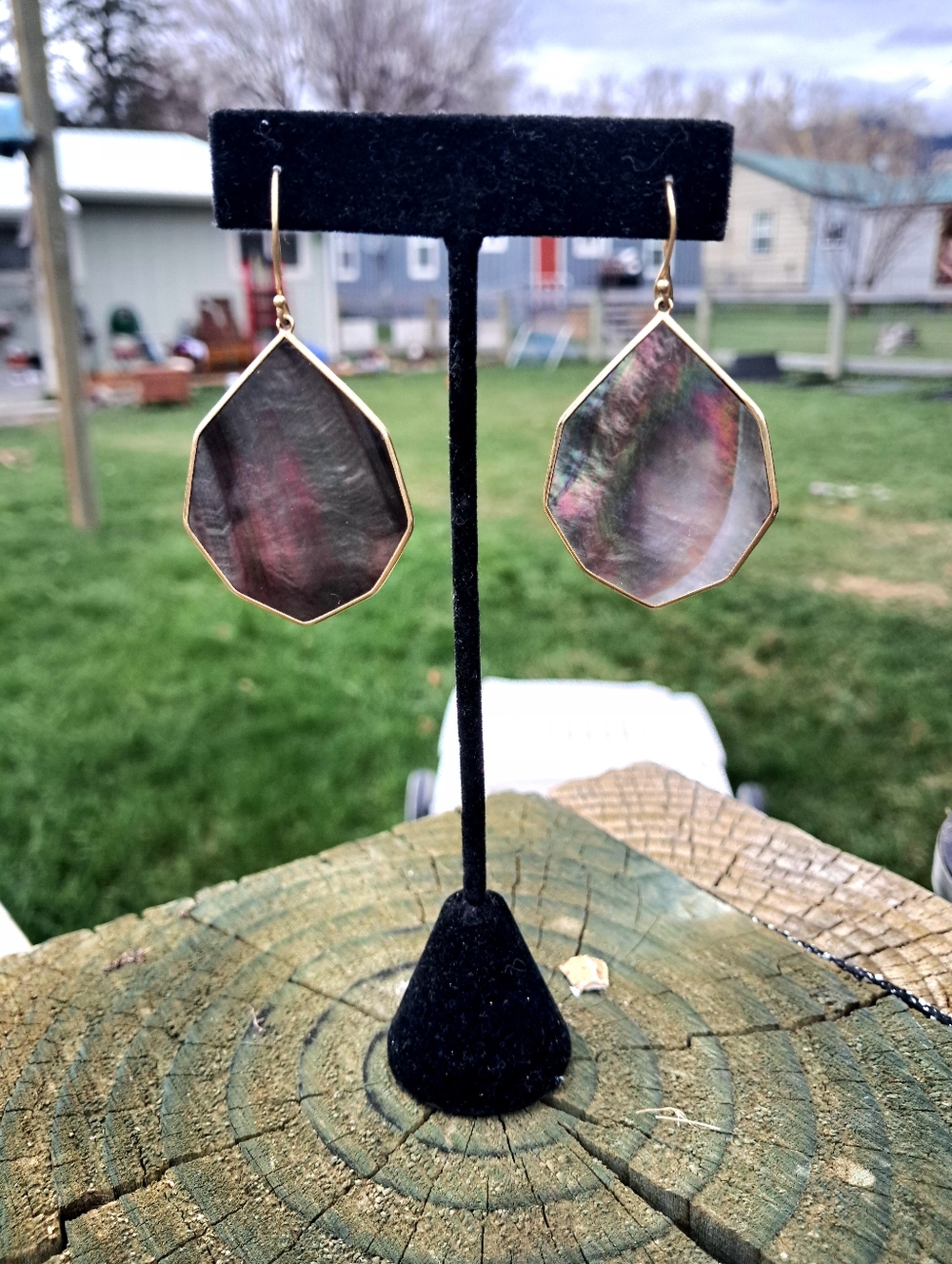 Ippolita Large Alex Drop 18k Abalone Geometric Earrings